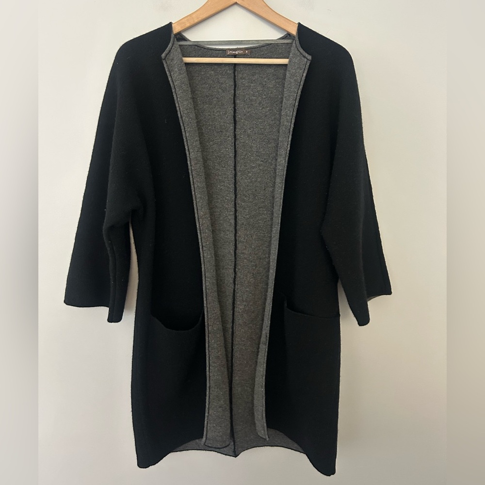 J. McLaughlin Lydia Wool Cashmere Blend Black Gray‎ Cardigan Sweater